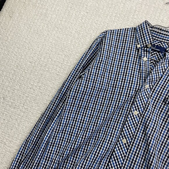 Fred Perry Button Down Shirt Mens S Blue Plaid Striped Oxford Woven Cotton - Picture 4 of 14
